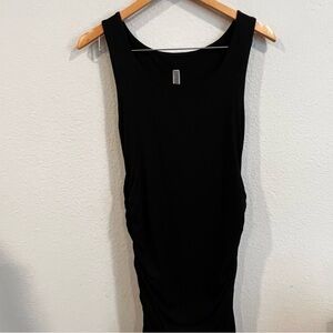 Alex & Harry black cinched waist black maxi dress size medium maternity raw hem